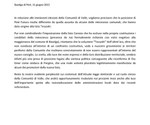 Comunicato stampa – Elezioni Comunità di Valle