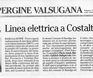 Articolo L’Adige 04/08/2015 – Interrogazione linea elettrica su Costalta