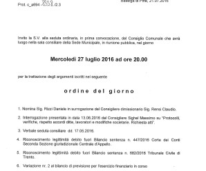 Convocazione consiglio comunale 27/07/2016 ‪