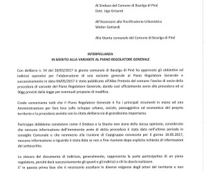 Interpellanza in merito alla variante del Piano Regolatore Generale