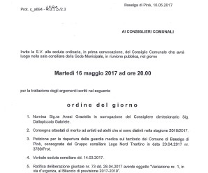 Convocazione consiglio comunale 16/05/2017