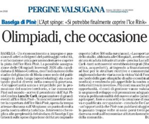 Articolo L’Adige 18/10/2018 – Olimpiadi 2026