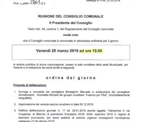 Convocazione Consiglio Comunale 29/03/2019