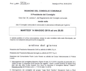 Convocazione Consiglio Comunale 14/05/2019