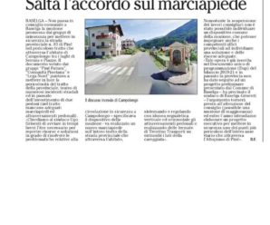 Articolo L’Adige 14/07/2019 – Marciapiedi Campolongo