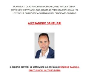 Incontro Baselga 17/09/2020 ORE 20.00