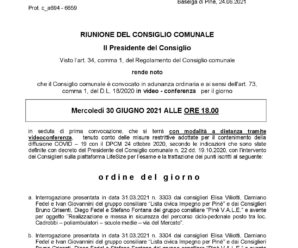 CONVOCAZIONE CONSIGLIO COMUNALE 30/06/2021