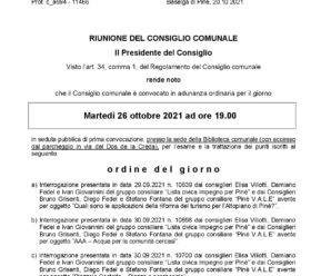 CONVOCAZIONE CONSIGLIO COMUNALE 26/10/2021