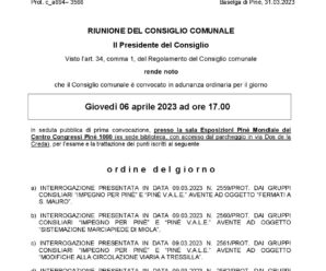 CONVOCAZIONE CONSIGLIO COMUNALE 06/04/2023